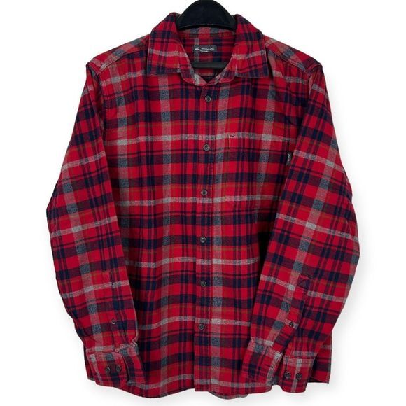 Eddie Bauer Men's XL Flannel Midweight Cotton‎ Shirt Red Blue Plaid - Picture 4 of 5